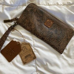 STS Floral Embossed Wristlet Wallet